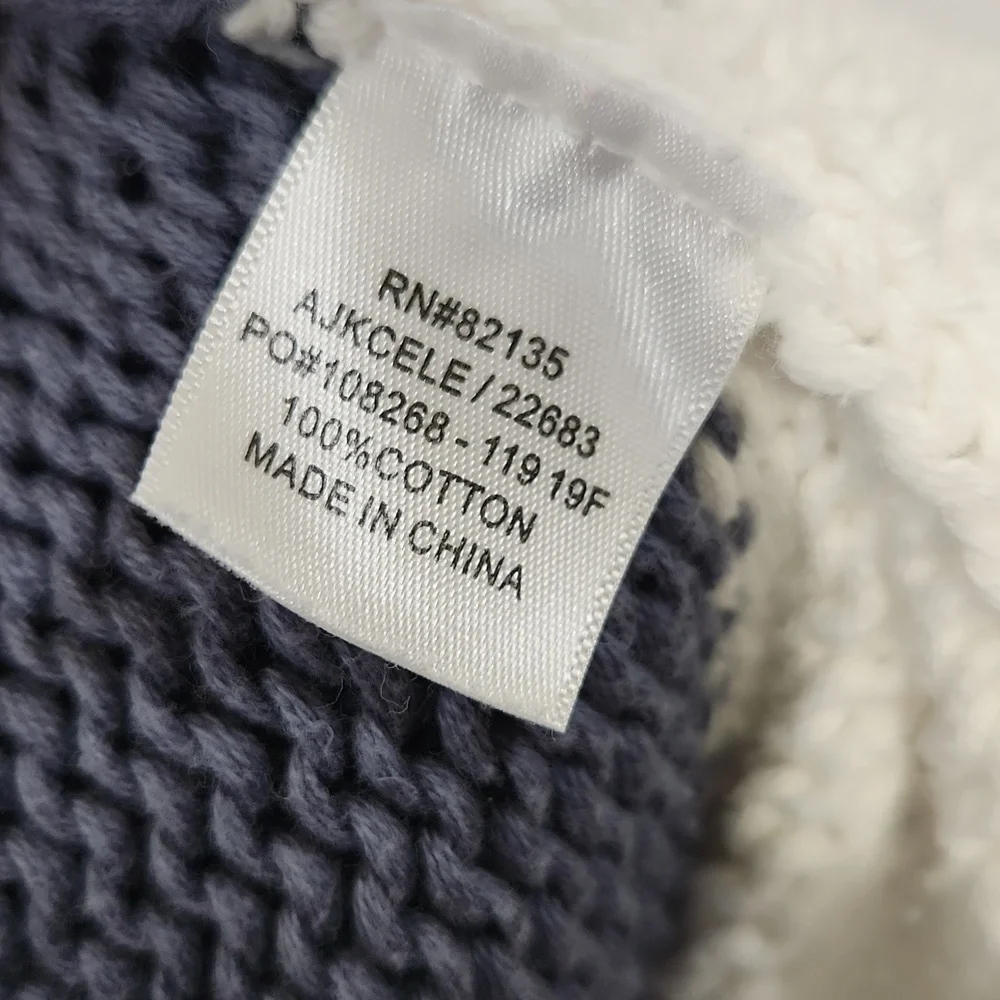 Fresh Produce Size XS/S White Grey Loose Knit Slouchy Front Pockets Cardigan